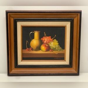 Vtg Original Oil on Canvas Wooden Framed L Habady Still Life Painting